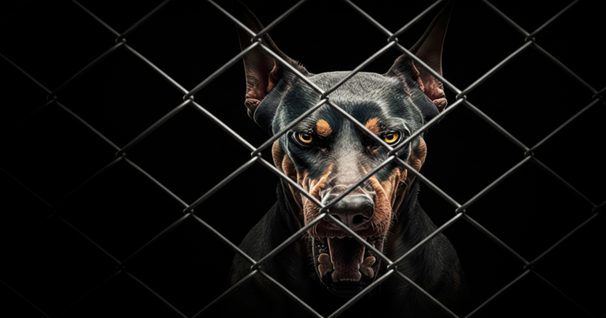 Angry doberman dog, isolated on transparent background. Doberman